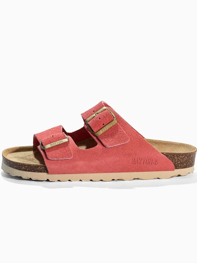 Leren slippers "Atlas" koraalrood