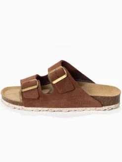 Leren slippers "Atlas" lichtbruin