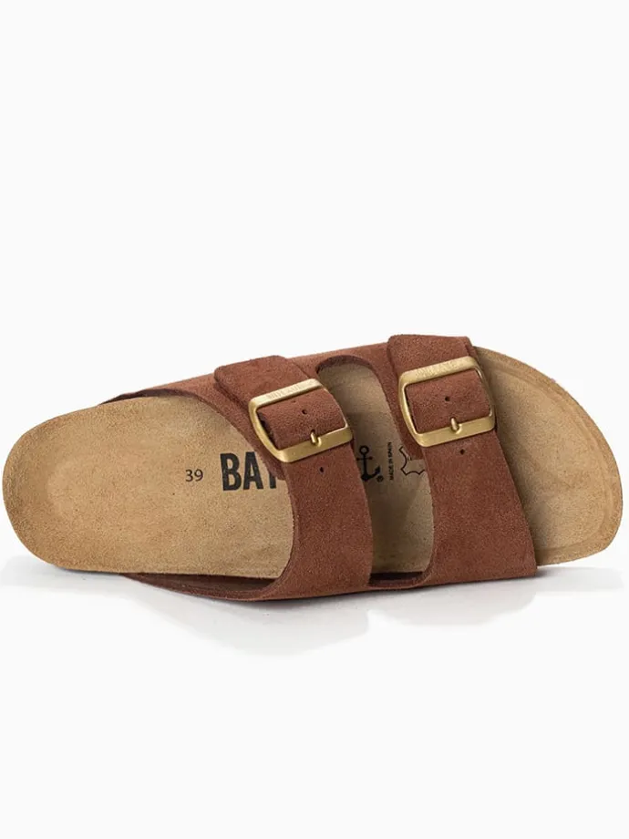 Leren slippers "Atlas" lichtbruin
