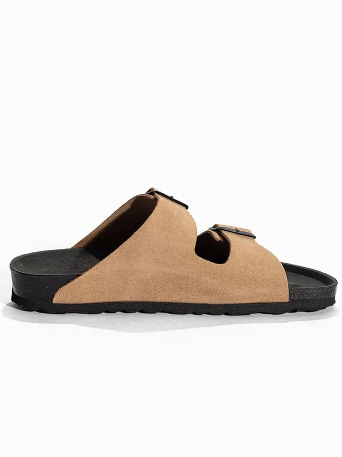 Leren slippers "Bali" beige
