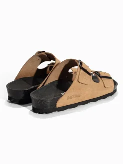 Leren slippers "Bali" beige