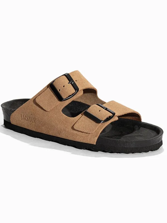 Leren slippers "Bali" beige