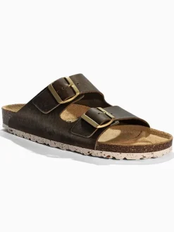 Leren slippers "Bali" bruin