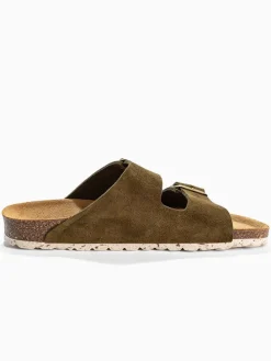 Leren slippers "Bali" kaki