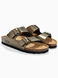 Leren slippers "Bali" lichtbruin