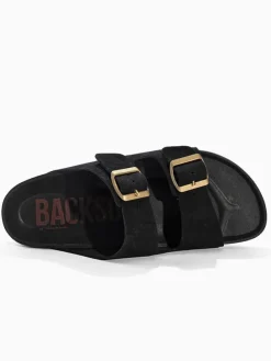 Leren slippers "Bali" zwart