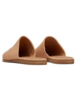 Leren slippers beige