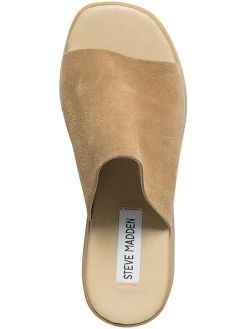 Leren slippers beige
