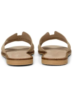 Leren slippers beige