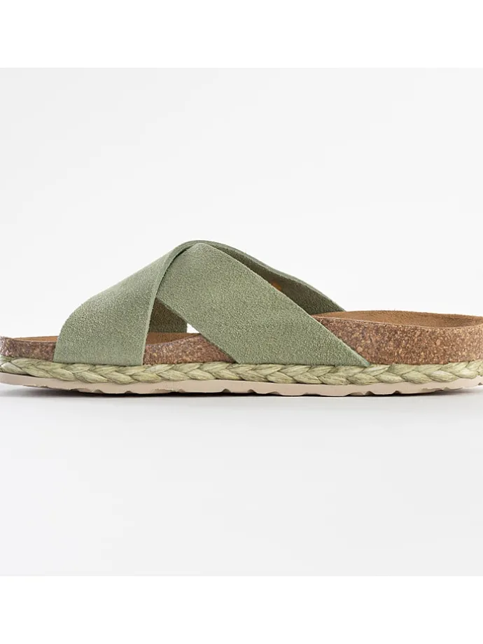 Leren slippers "Broome" lichtgroen