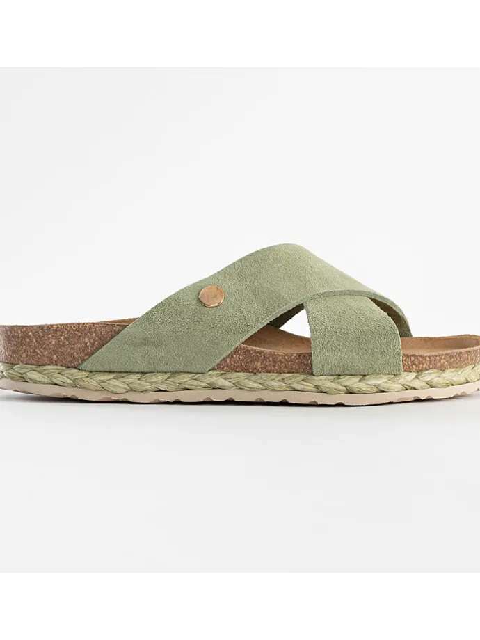 Leren slippers "Broome" lichtgroen