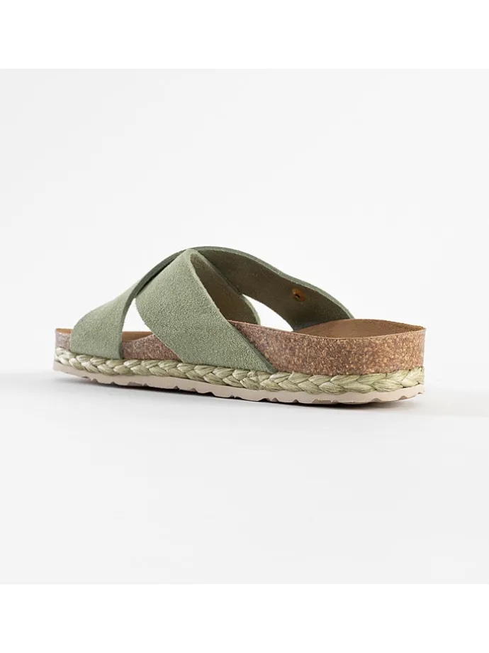 Leren slippers "Broome" lichtgroen