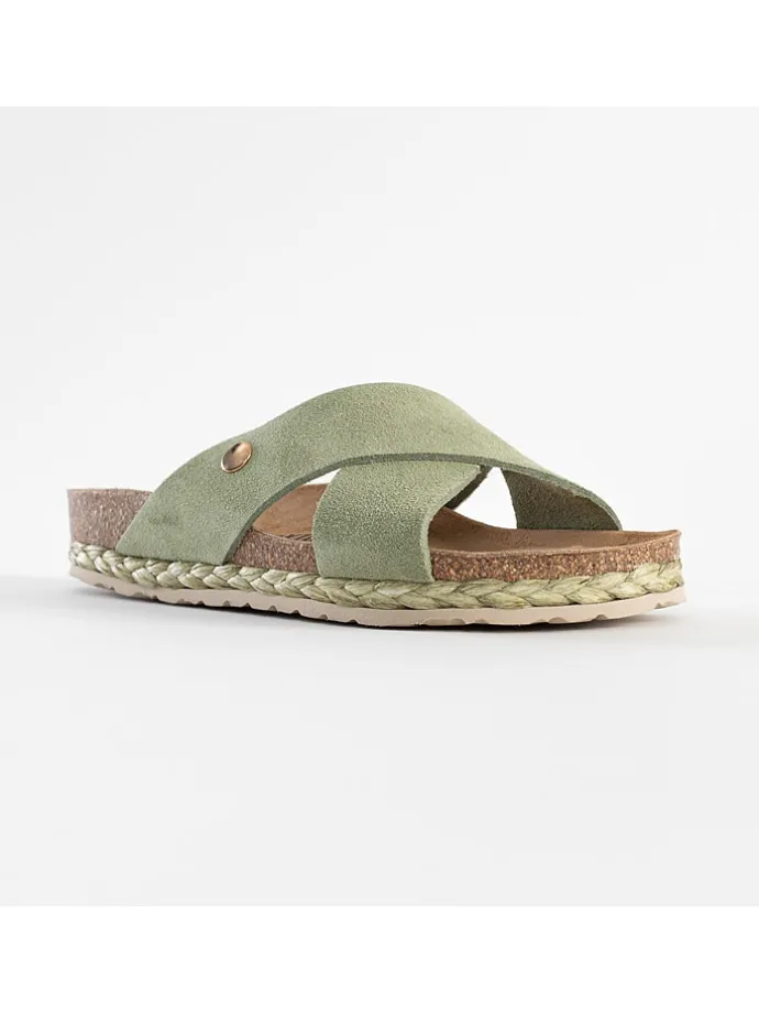 Leren slippers "Broome" lichtgroen