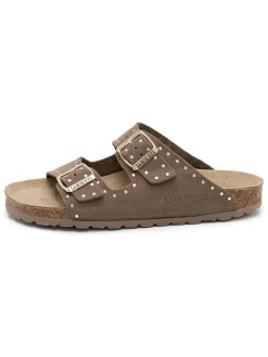 Leren slippers bruin