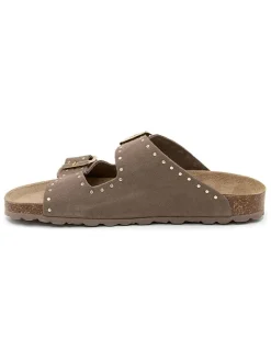 Leren slippers bruin