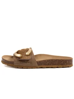 Leren slippers bruin