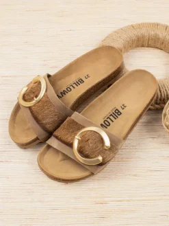 Leren slippers bruin