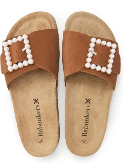 Leren slippers bruin