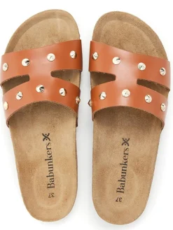 Leren slippers bruin