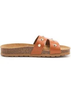 Leren slippers bruin