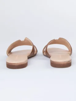 Leren slippers bruin