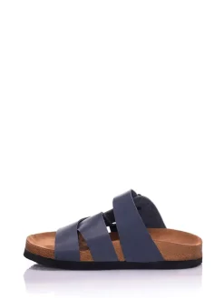 Leren slippers donkerblauw