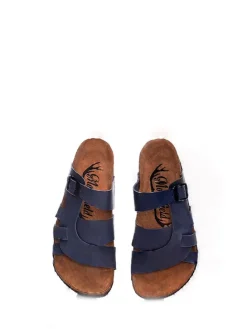 Leren slippers donkerblauw
