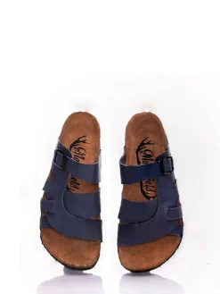 Leren slippers donkerblauw