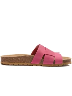 Leren slippers fuchsia