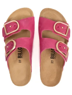 Leren slippers fuchsia