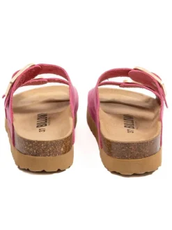 Leren slippers fuchsia