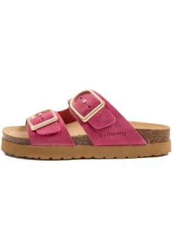 Leren slippers fuchsia