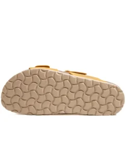 Leren slippers geel