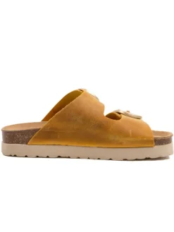 Leren slippers geel