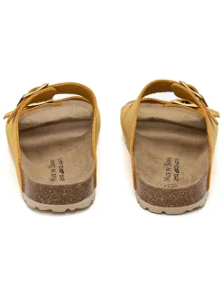 Leren slippers geel