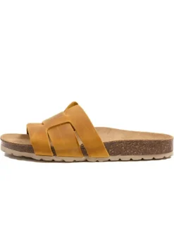 Leren slippers geel