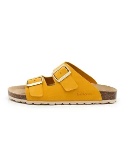 Leren slippers geel