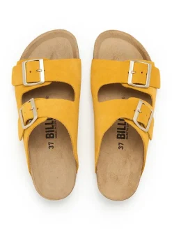 Leren slippers geel