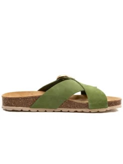 Leren slippers groen