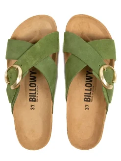 Leren slippers groen