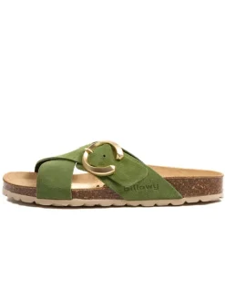 Leren slippers groen