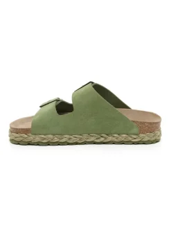 Leren slippers groen