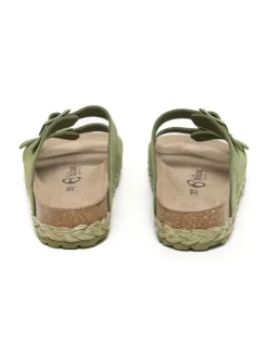 Leren slippers groen