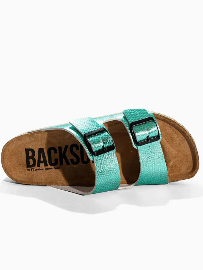 Leren slippers "Gwana" mintgroen