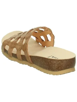 Leren slippers "Julia" lichtbruin
