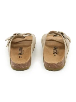 Leren slippers kaki