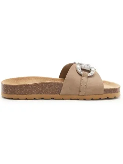 Leren slippers lichtbruin