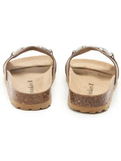 Leren slippers lichtbruin