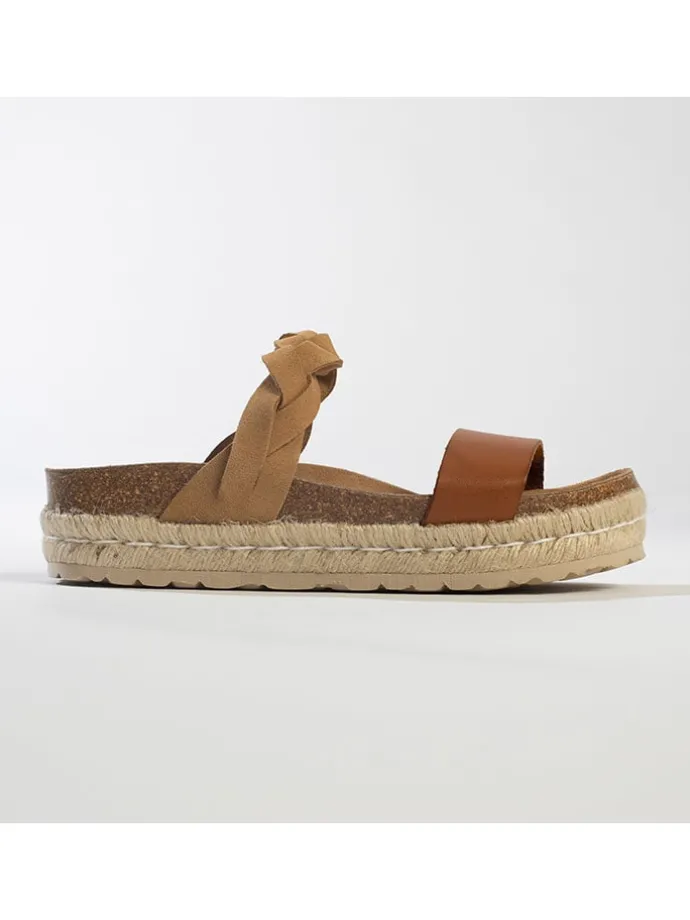 Leren slippers lichtbruin