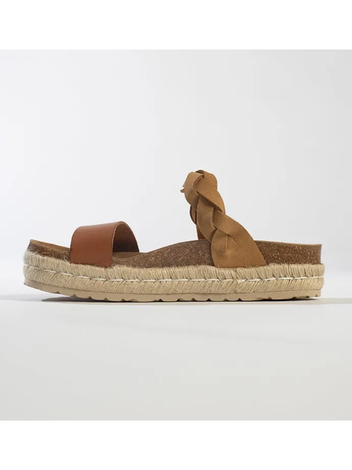 Leren slippers lichtbruin